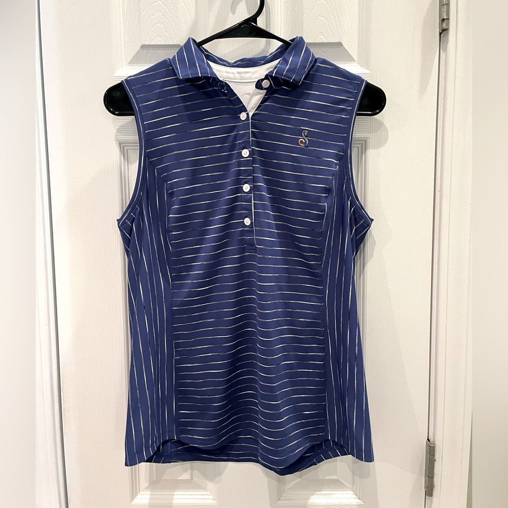 Zero Restriction Golf  Women's M Blue Sleeveless 1/2 Button Stretch Streamstrong